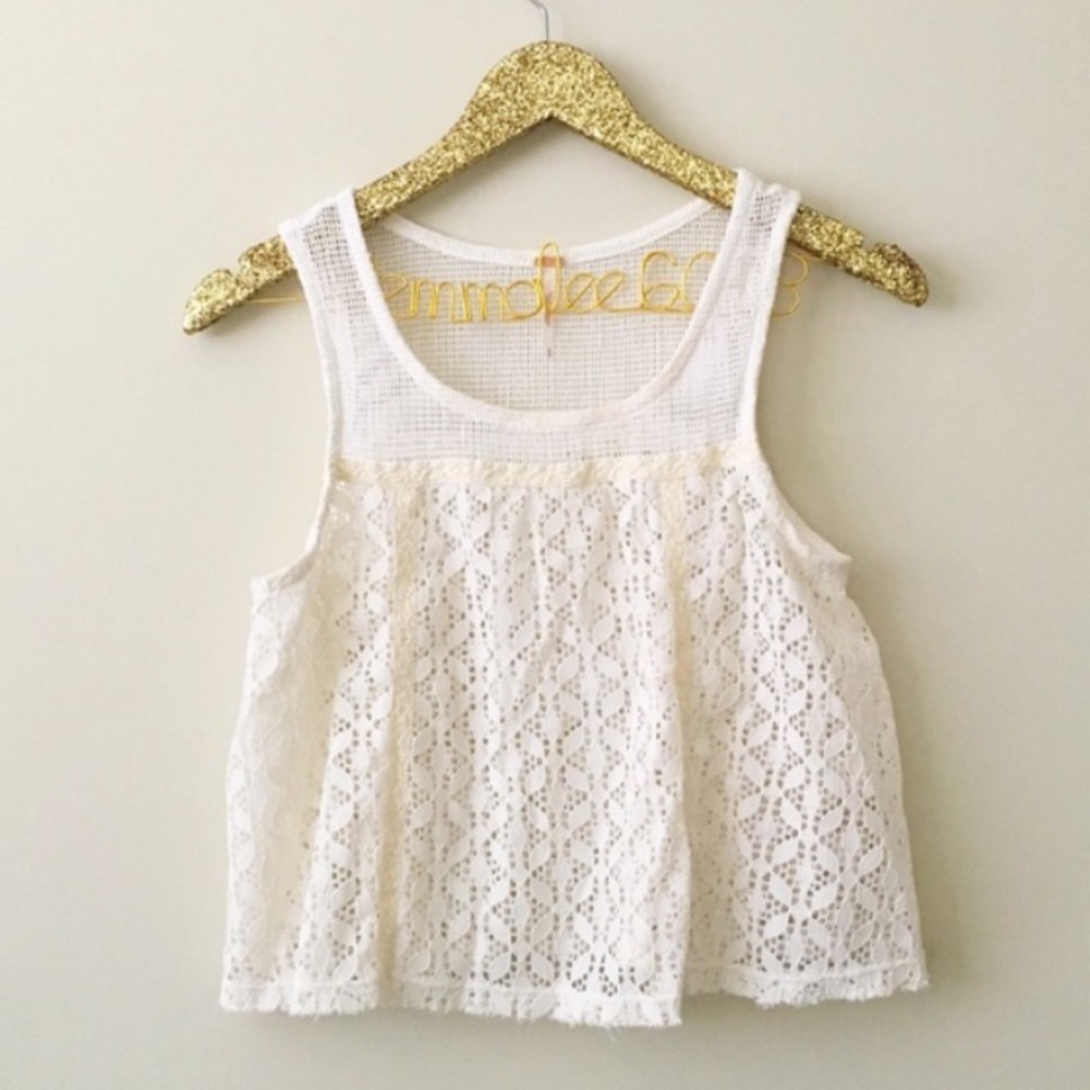 Free People Cream Lace Crop Top